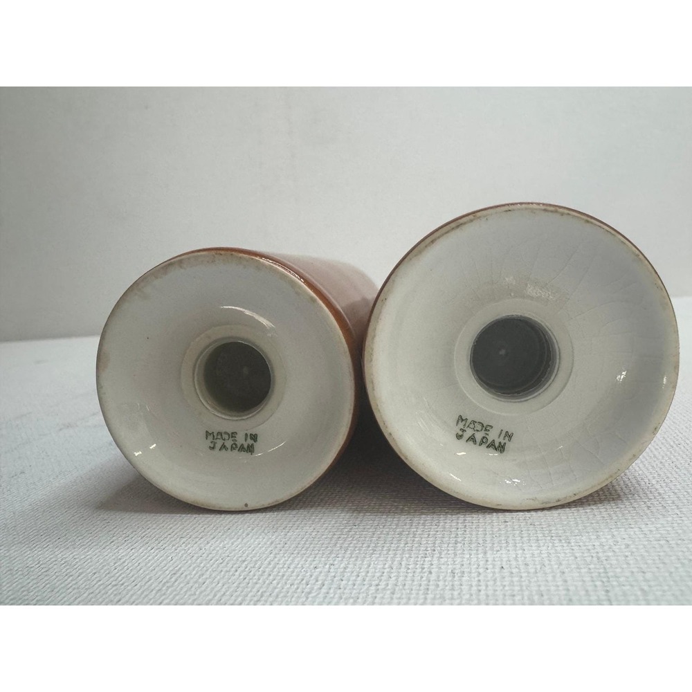 Harmony House Salt and Pepper Shakers Ceramic Cylindrical Orange Made in Japan - Picture 3 of 5